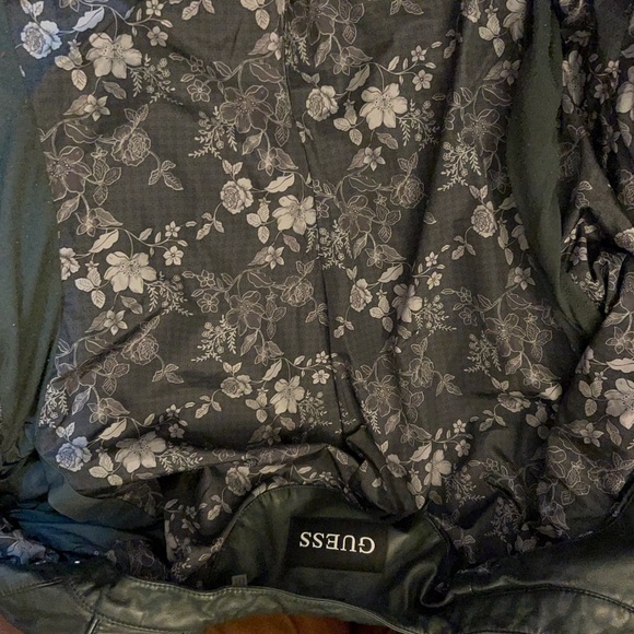 GUESS Women's Faux-Leather Moto Dark Green  Jacket - Picture 12 of 16